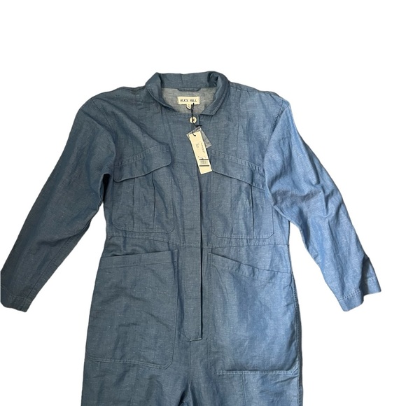 ALEX MILL Chambray Linen/Cotton Expedition Long Sleeve Jumpsuit NWT Size Medium - Picture 10 of 10